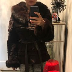 Excellent Condition. Worn A Handful Of Times. Beautiful Chocolate Color Plush Rabbit And Fox Fur Coat. Size L. Ties With A A Leather Belt. Will Fit Size Small And Medium Too. The Brand Is Blue Duck. Purchased At Saks 5th Avenue In Nyc. Please Check Out My Closet. I Have Tons Of Stuff Including Christian Louboutin, Chanel, Herve Leger, Jimmy Choo, Yves Saint Laurent And Many Others. Real Fur Coat, 5th Avenue, Chocolate Color, Fox Fur Coat, Herve Leger, Real Fur, Fox Fur, Fox, Fur Coat