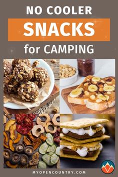 no cooler snacks for camping with text overlay