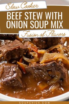 Easy Slow Cooker Beef Stew with Onion Soup Mix Easy Stew Meat Recipes, Stew Recipe Slow Cooker, Easy Slow Cooker Beef Stew, Slow Cooker Beef Stew Easy, Slow Cooker Stew Recipes, Easy Beef Stew Recipe, Soup Beef, Recipes French