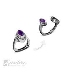 Majesty of Marqise This sterling silver beauty has a Marqise faceted Amethyst gemstone surrounded by a full double bezel of sterling silver. The tapered smooth frame of silver gradually gets thicker as you move down from the substantial gemstone. This ring is timeless. A Magnetic lock hidden behind the Gem at the top of the ring connects with a thicker silver base allowing for an expandable shank. The hinges at the bottom of the ring are squared off like a Euro Shank allowing the ring to expand Printable Ring Sizer, Jewelry Designing, Magnetic Lock, How To Get Thick, Amethyst Purple, Ring Sizer, Red Garnet, Amethyst Gemstone, Ox