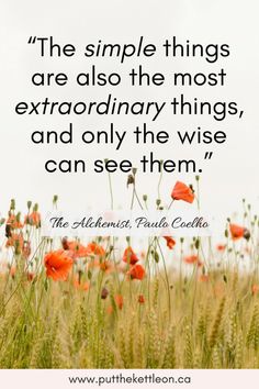 an image with the quote, the simple things are also the most extraordinary things and only the wise can see them