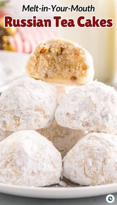 These Russian Tea Cookies are a classic holiday treat known as Pecan Snowball Cookies or Mexican Wedding Cookies! Perfect for Christmas and the holidays, these melt-in-your-mouth cookies are rolled in powdered sugar for a festive and delicious addition to your dessert table. Danish Wedding Cookies, Snowball Christmas Cookies, Russian Tea Cookies, Russian Tea Cakes, Pecan Snowball Cookies, Italian Wedding Cookies, Snowball Cookie Recipe, Crazy For Crust, Russian Tea Cake