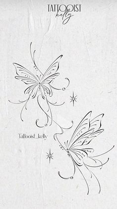 the back side of a tattoo design with two butterflies on it