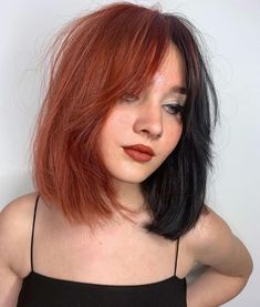 Block Colored Bob with Long Curtain Bangs Framing Layers Short Hair, Face Framing Layers Short, Face Framing Layers Short Hair, Layers Short Hair, One Length Hair, Layered Thick Hair, Color Block Hair, Layers Short