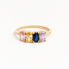 Three Stone Birthstone Ring, 14k Gold Rings With Stones For Gift, 14k Gold Rings With Stones, Yellow Gold Promise Ring With Stones, Birthstone Jewelry Mothers, Birthstone Band, Birthstone Ring Mothers, Family Ring, Mothers Ring