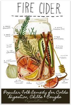 a mason jar filled with fire cider ingredients