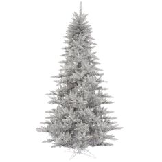 a white christmas tree with snow on it