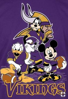 the minnesota football team is depicted on a purple t - shirt with an image of mickey and