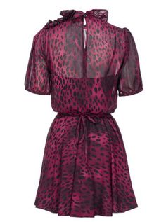 fuchsia pink/black georgette cheetah print floral appliqué frilled high neck short puff sleeves tied waist A-line skirt straight hemGender: WomenColor: BORDEAUX/NEROMade in: ImportedProduct ID: BAYONNE103959A214YZ7*Import tax/duty will be calculated at checkout (If applicable) Leopard Print Short Sleeve Party Dress, Pink Belted Short Sleeve Dress, Fitted Short Sleeve Leopard Print Dress, Short Sleeve Leopard Print Party Dress, Short Sleeve Dresses With Tie Waist For Night Out, Leopard Print Summer Dress For Work, Summer Workwear Dress In Leopard Print, Skirt Straight, Georgette Dress