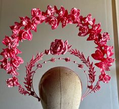 Pink roses headpiece, these headpieces are a bit on the heavier side weighing at about 2-4 lbs. Pink Rose Crown, Luxury Romantic Pink Headpieces, Coral Headpiece, Roses Headpiece, Headpiece Ideas, Flowers Headpiece, Rose Sculpture, Rose Headpiece, Fantasy Crown