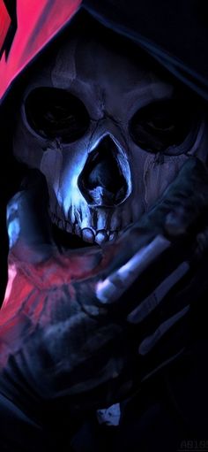 a skeleton wearing a hooded jacket and holding his hand up to the camera with both hands