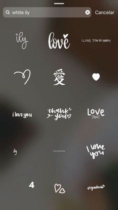 some stickers that are on the side of a cell phone with words and hearts