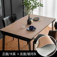 a table with chairs and a vase on it