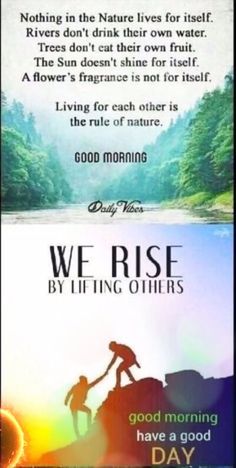 two different posters with the same sayings on each one and an image of people helping each other