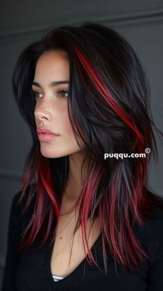 Red Halo Hair, Hair Evolution, Black Hair With Highlights, Dye Ideas