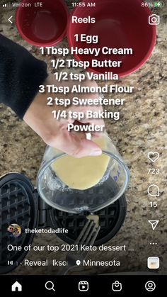 someone is preparing food in a blender on the kitchen counter, with instructions for how to make them