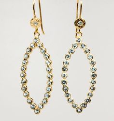 AQUAMARINE GOLD EARRINGS 14kt Gold, Gold Earrings, Yellow Gold, Drop Earrings