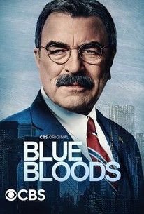 the poster for blue bloods shows an older man in a suit with glasses and a mustache