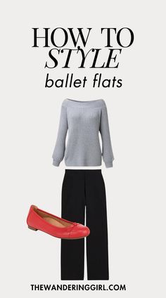 15 Stunning Outfits With Ballet Flats For A Feminine Look - The Wandering Girl How To Wear Ballet Flats Outfits, Styling Flats Outfit, Outfits With Red Ballet Flats, Work Outfit With Flats, Blue Flats Outfit, Red Ballet Flats Outfit, Gray Ballet Flats