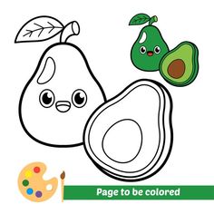 an avocado and paintbrush with the words page to be colored