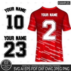 a red and black soccer jersey with the number two on it