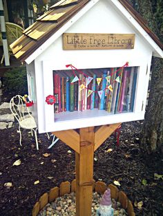 a little library with lots of books in it