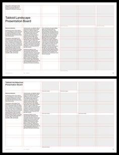 Architecture presentation boards for InDesign with visible grids Horizontal Grid Layout Design, Vertical Presentation Design, Grid Presentation, Design Presentation Boards, Grid Design Layout, Grid Architecture, Booklet Layout, Architecture Design Presentation, Presentation Boards