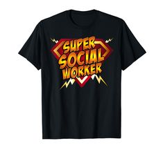 PRICES MAY VARY. A super gift for the super social worker you love! Back to school social worker and public servant caseworker themed, perfect for day or pajama top! Features a fun comic book-style superhero logo for Fall back to school vibes! CLICK THE BRAND " Super Social Worker Caseworker Gifts " to see more styles. Thanks! Lightweight, Classic fit, Double-needle sleeve and bottom hem Teacher Assistant Gifts, Public Servant, School Social Worker, Superhero Fashion, Super Teacher, Assistant Gifts, Teacher Assistant, New Teacher, School Teacher Gifts