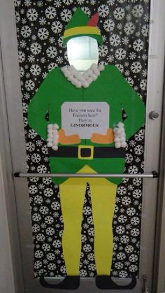 a door decorated to look like an elf