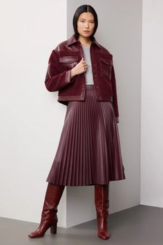 Maroon Sherpa Jacket by Peter Som Collective | Rent the Runway Christmas Party Outfit Ideas, Winter Christmas Outfits, Atlanta Style, Peter Som, Party Outfit Ideas, Outfit Inspiration Women, Smart Casual Dress, Business Casual Summer, Stylish Crop Top