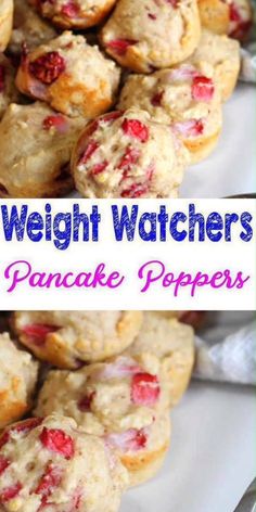 two pictures of strawberry muffins with the words weight watchers on top and bottom