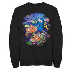 Embark on the adventure of a lifetime with this men's Finding Dory sweatshirt. Â©Disney / Pixar Crewneck Long sleevesFABRIC & CARE Cotton, polyester Machine wash Imported Embark on the adventure of a lifetime with this men's Finding Dory sweatshirt. Â©Disney / Pixar Disney / Pixar Embark on the adventure of a lifetime with this men's Finding Dory sweatshirt. Â©Disney / Pixar Color: Black. Gender: male. Age Group: adult. Pattern: Graphic. Material: Fleece. Disney Character Print Black Sweatshirt, Black Disney Character Print Sweatshirt, Disney Crew Neck Sweatshirt For Fans, Disney Crew Neck Sweatshirt Fan Merchandise, Disney Fan Merchandise Crew Neck Sweatshirt, Dory Nemo, Finding Dory, Pattern Graphic, Disney Pixar