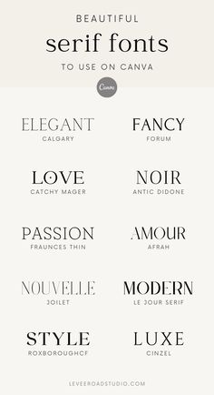 Unlock the power of elegant serif fonts in Canva. Our free guide helps you navigate Canva's vast library and discover the perfect typeface for your next design project. Beautiful Serif Fonts, Best Serif Fonts, Font Love, Mises En Page Design Graphique, Business Fonts, Font Ideas, Inspiration Logo Design, Canva Fonts, Font Combo