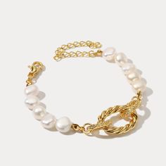 This elegant, 18k gold Pearl Hollow Bracelet is the perfect accessory for any exclusive event. Its simple, sophisticated design is constructed with care and precision, making it a timeless, luxe piece of jewelry. Lightweight yet durable, this luxurious bracelet will be a beautiful addition to any ensemble. DETAILS Plating: 18k Gold on Brass Materials:   18K Gold on Brass, Freshwater Pearl Measurements: Length: 6.30"(16.0cm) + Extender: 2.36"(6.0cm) Weight:  13.49g Note: It will be in stock in 7 Luxurious Bracelet, Diamond Star Necklace, Exclusive Event, Star And Moon Necklace, 18k Gold Bracelet, Pearl Bridal Jewelry, Diamond Evil Eye, Lucky Bracelet, Evil Eye Earrings