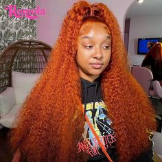 Orange Ginger Lace Front Wig Human Hair 100% Curly Wigs 30 Inch Deep Wave Frontal Wig 13x4 13x6 Hd Ginger Wig Hairstyles For Black Women, Ginger Wig Hairstyles, Ginger Deep Wave Wig, Ginger Wigs For Black Women, Wig Human Hair, Frontal Wig, Deep Wave