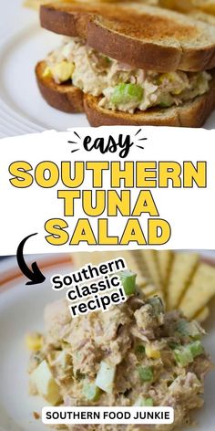 the southern tuna salad is served on toasted bread