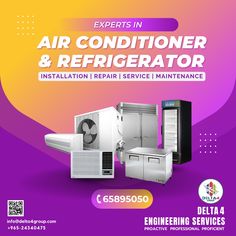 an advertisement for the air conditioner and refrigerator service in india with two refrigerators