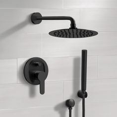 the shower head and handset are shown in black