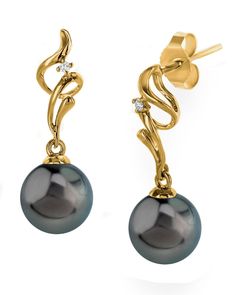 These beautiful pearl earrings feature two lustrous AAA quality 8mm Tahitian South Sea pearls, imported directly from the pearl farms of Tahiti. The pearls are mounted on 14K gold with dazzling SI clarity diamonds.
These earrings can be customized to your specifications by choosing from the options on the right. Tahitian Pearl Earrings, Pearl Farm, Sea Pearl, South Seas, South Sea Pearls, Sea Pearls, Tahitian Pearls, Pearl Diamond, The Pearl