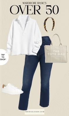 Year-Round Must-Have Wardrobe Basics for Women Over 40 — THE DAILEIGH Work Outfits Women Casual Jeans Sneakers, Closet Makeover Ideas, Wardrobe Basics For Women, Cute Outfits For Women, Tie A Silk Scarf, Wardrobe Checklist, Stylish Closet, Creating Outfits