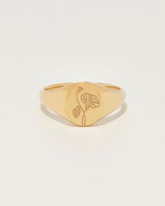 STANDARD ∙ SIGNET ∙ R I N G D E T A I L S A classic oval ring with your favorite birth flower. * Material: Sterling Silver, 14K Gold Filled , 14K Rose Gold Filled or 14K solid gold (Gold Filled is made of thick 14k gold or rose gold layered on .925 sterling silver.) * Oval size: 8x10mm * Band width: 2.5mm Personalized with our Code Blue Jewelry original floral illustrations Delicate Wedding Ring, Raw Amethyst Ring, Gold Leaf Rings, Raw Gemstone Ring, Gold Pearl Ring, Mom Ring, Emerald Ring Gold, Gold Rings Simple, Raw Stone Ring