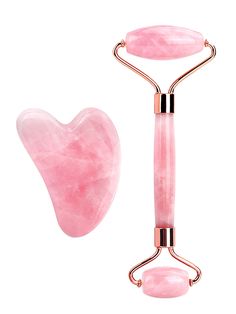 Rosa chiclete  Collar    Conjunto de massageadores Embellished Face Roller And Gua Sha, Roller And Gua Sha, Gua Sha Set, Facial Massage Roller, Facial Massage Tool, Gua Sha Facial, Pink Skin, For Skin Care