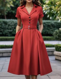 Modesty Dress, Beautiful Casual Dresses, Red Dresses Classy, Celebrity Design, Dress Shirt Sleeves, Simple Trendy Outfits, Modest Fashion Outfits, Lovely Dresses