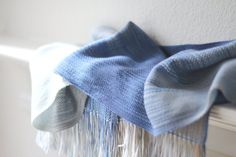 Woven scarf in #blue and #white colors. Perfect #gift idea!This woven scarf is very soft and drapes nicely! Measures:  L: 78" with 6" fringe on both ends W: 11" Care instructi... #kgthreads #accessories #cozy #fall #fashion #gradient #unisex #women #wrap Hand Woven Scarf, Bridesmaid Shawl, Woven Scarf, Handwoven Scarf, Woven Scarves, Woven Wrap, Knit Pillow, Baby Blues, Knit Wrap