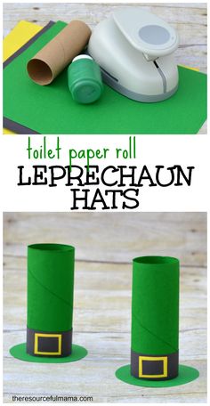 toilet paper roll leprechaon hats for st patrick's day crafting