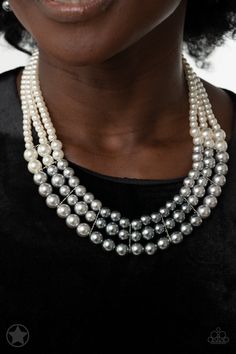 Lady In Waiting - Silver ***COMING SOON*** - Bling With Crystal Multicolor Pearl Necklace, Multi Necklace, Silver Ombre, Lady In Waiting, Silver Pearl Necklace, White Pearl Necklace, Ombre Effect, Paparazzi Accessories, White Necklace