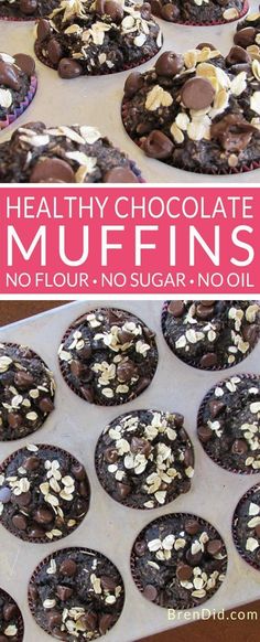 healthy chocolate muffins with no flour, no sugar or oil in the middle