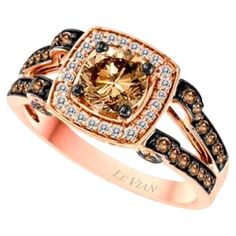 Le Vian® Ring featuring 1 cts. Chocolate Diamonds®, 1/8 cts. Vanilla Diamonds® set in 14K Strawberry Gold® Levian Rings, Levian Chocolate Diamonds, Levian Jewelry, Rose Gold Brown, Diamond Cocktail Ring, Chocolate Diamonds, Le Vian, Diamond Cocktail Rings, Brown Diamond