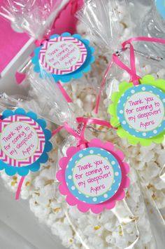 popcorn bags with thank you for coming to my baby shower