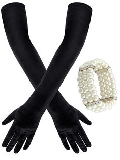 PRICES MAY VARY. Value Set: you will receive 2 pieces long gloves and a white pearl bracelet with 3 rows, ideal as an opera, wedding, stage, cosplay accessories in different kinds of activities, to show off your charm and elegance Reliable Materials: the velvet gloves are made of soft velvet material with exquisite cutting and sewing, giving you comfortable wearing feelings; In addition, these pearl bracelets for women adopt quality fake pearls with rhinestones, not easy to break or fade for a l Velvet Opera Gloves, Women 1920s, 1920s Women, Velvet Gloves, Velvet Glove, Elbow Length Gloves, Halter Dress Short, White Pearl Bracelet, Opera Gloves